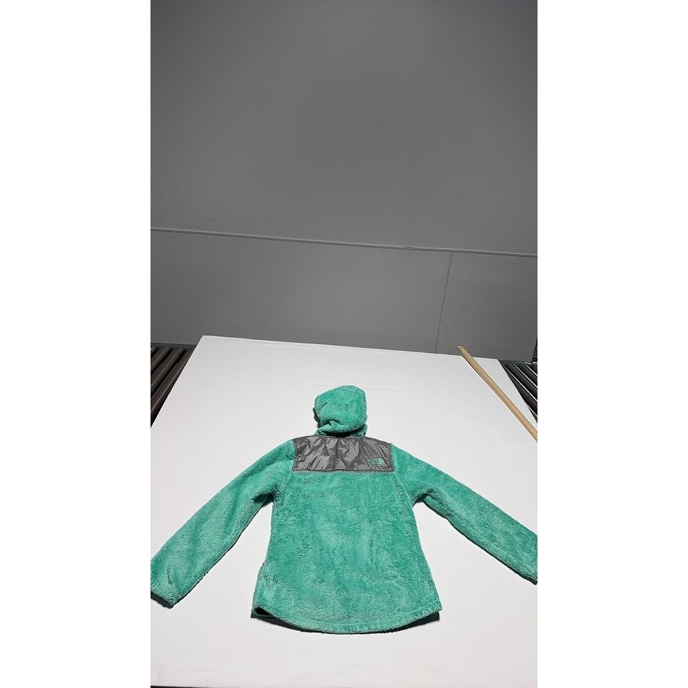 The North Face Osito Fleece Hoodie Jacket Girls S/P 7-8 Mint Green Gray - Picture 3 of 5